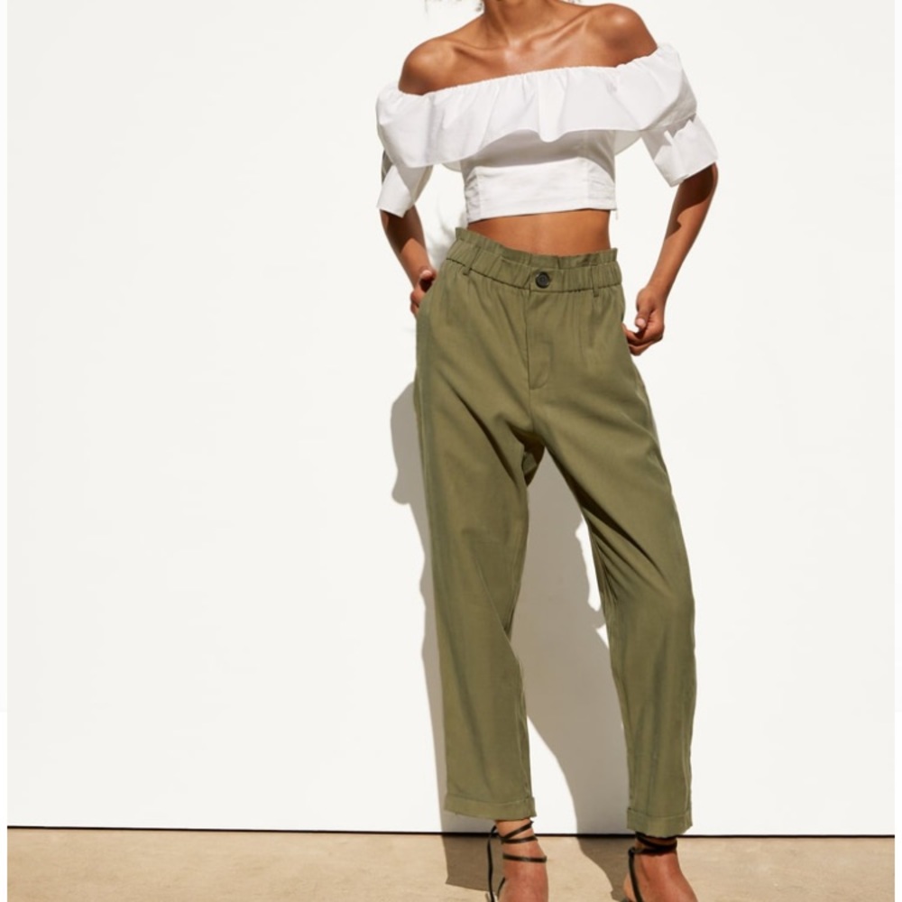 Flowy olive pants perfect for spring. Never worn! - Picture 1 of 6